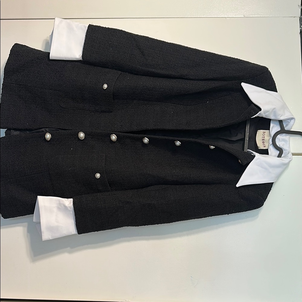 Black botrois Blazer with White Accents